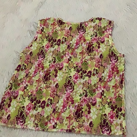 Plisse women’s floral accordion sleeveless summer blouse top size xl - Picture 4 of 4